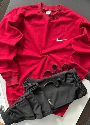 Костюм nike світшот червоний + штани чорні