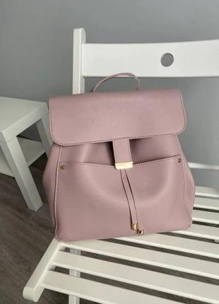 Рюкзак женский модный городской пудра розовый экокожа сумка сумочка1 фото