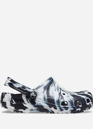 Шльопанці crocs classic marbled kids clog black/white