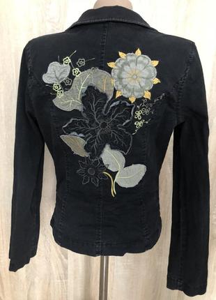 Піджак чорний жакет котон з аплікацією на спині