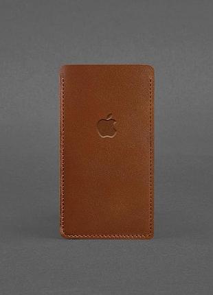 Кожаный чехол для iphone 12 светло-коричневый