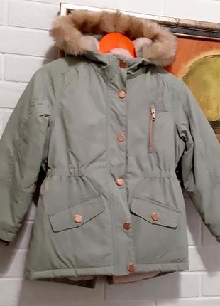 Нова куртка парка для дівчинки демісезонна на шт. хутрі р.116 5-6 років