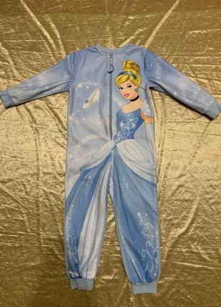 Теплая флисовая пижама домашний костюм слип disney золушка на 4-5 лет