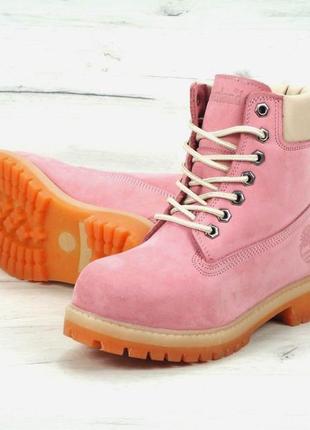 Зимние женские ботинки timberland pink (мех) 37-38-39-40