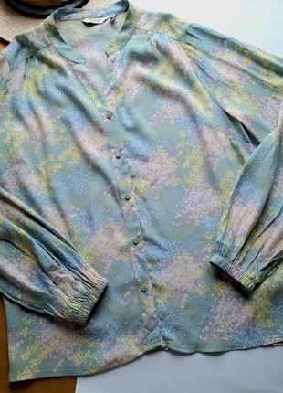 Натуральная блузка с вискозой рукав на резинке b.young оливковая