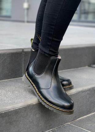 Черевики жіночі dr. martens chelsea black fur/ботинки женские доктор мартэнс челсия мех