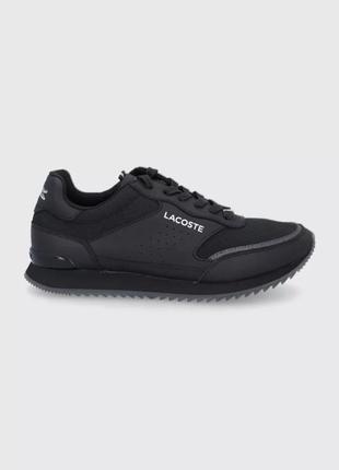 Чоловічі чорні шкіряні кросівки lacoste