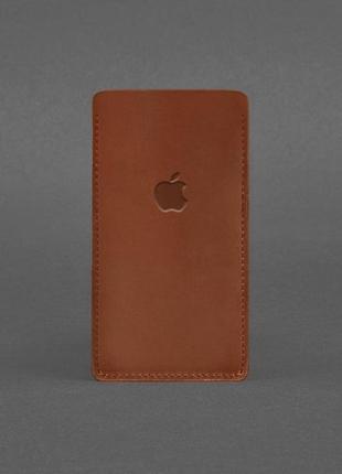 Кожаный чехол для iphone 12 светло-коричневый crazy horse