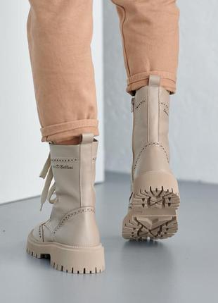 Стильные женские ботинки,берцы кожаные весенне-осенние бежевые на байке деми,демисезонные4 фото