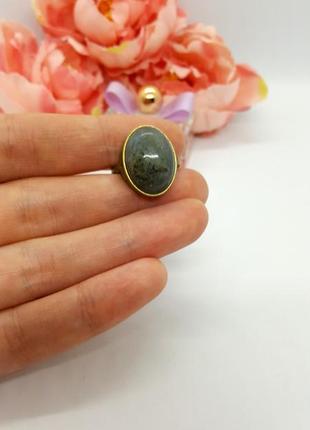 🌝✨ кольцо в винтажном стиле натуральный камень лабрадорит р.185 фото