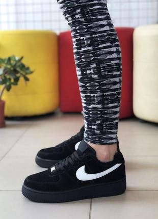 🔥кроссовки женские мужские nike air force 1 low black fur