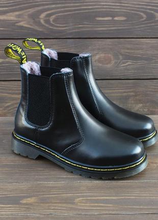 🔥ботинки женские зима dr. martens chelsea black хутро10 фото