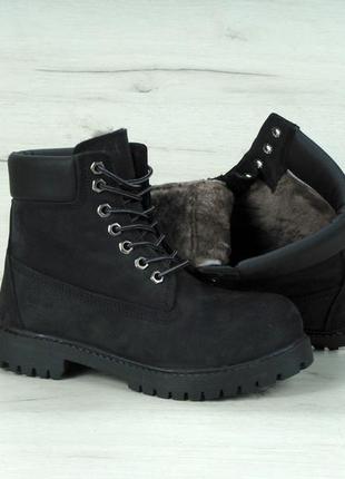 Зимние женские ботинки timberland black (мех) 36-37-38-39-40