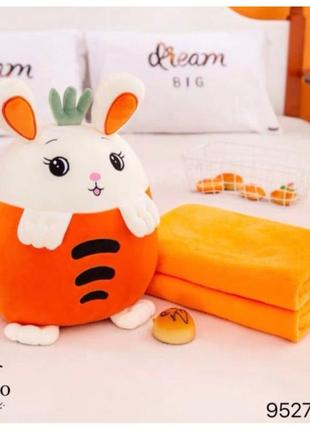 Игрушка-плед подушка муфта микрофибра морковка цвет оранжевый