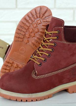 Зимние женские ботинки timberland bordo (мех) 36-37-38-39-40