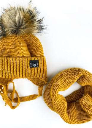 Зимовий комплект шапка і хомутик для дітей5 фото