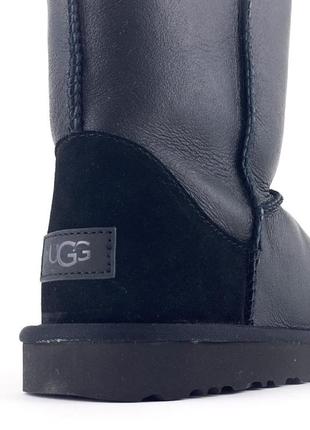 Угг середні шкіра із замш ugg classic black leather.10 фото