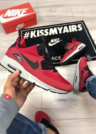 Чоловічі кросівки nike air max mid 90 red white «black logo»3 фото