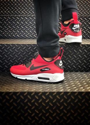 Чоловічі кросівки nike air max mid 90 red white «black logo»9 фото