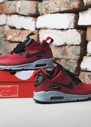 Чоловічі кросівки nike air max mid 90 red white «black logo»7 фото