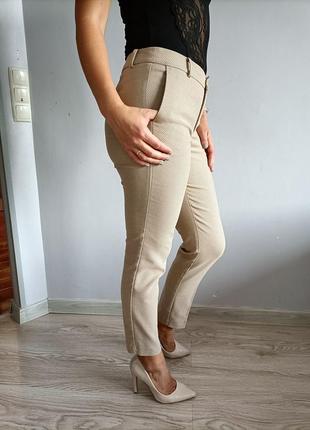 Класичні беживі  текстуровані штани брюки zara5 фото