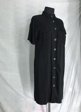 Amisu чорне плаття-сорочка натуральне пряме3 фото