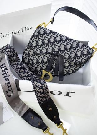 C. d!or saddle grey брендова жіноча сумочка жаккард женская стильная трендовая сумка жаккардовая с ремешком2 фото