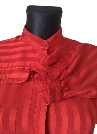 Вінтажна шовкова блуза блузка червона в смужку вінтаж преміум люкс пишний рукав jaeger р. 44-46 укр6 фото