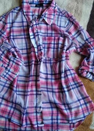 Повітряна, подовжена ззаду сорочка, рукави робляться підкат., тошибо...л, хл