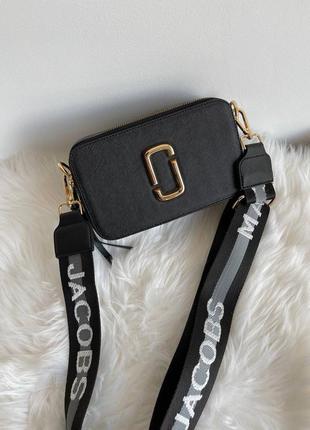 Marc jacobs black gold брендова сумочка марк джейкобс чорна женская популярная сумка черная с ремешком4 фото