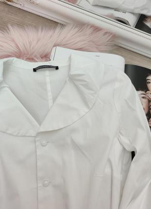 Блуза топ рубашка белая отложной ворот качественная хлопковая6 фото