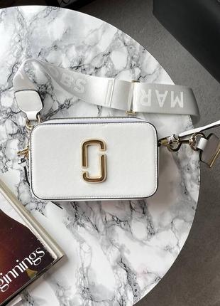 Marc jacobs snapshot white gold брендова біла сумочка марк джейкобс популярная белая сумка с ремешком