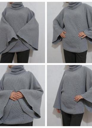 Оригинальный свитер под  горло из массивной шерсти мериноса и ангоры с рукавами-кимоно  joseph италия
