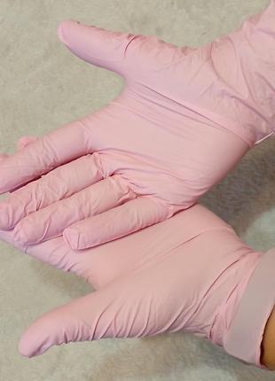 Нітрилові рукавички medicom текстуровані без пудри рожеві розмір s (3,6 г.)1 фото