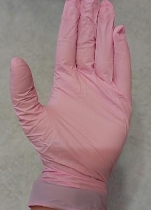 Нітрилові рукавички medicom текстуровані без пудри рожеві розмір s (3,6 г.)2 фото