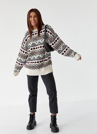 Кофта оверсайз с геометрическим узором