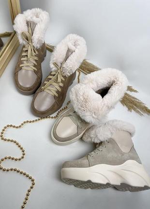 Зимові черевики італійська шкіра замша р36-41 кросівки кеди хайтопи чоботи зимние ботинки сапоги5 фото