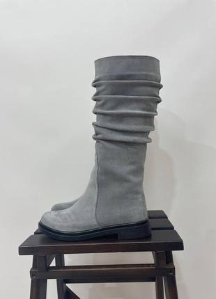 Ексклюзивные сапоги из натуральной итальянской кожи и замша