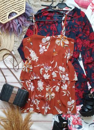 Шифоновое цветочное ярусное платье свободного кроя сарафан1 фото