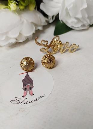 Набір сережки і пін love