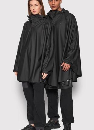 Дождевик водонепроницаемая куртка женская мужская бренд rains 1277  poncho 01 black оригинал.1 фото