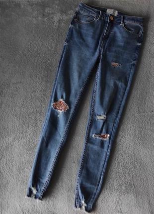 Джинсы с пайетками  размер подростковый new look
