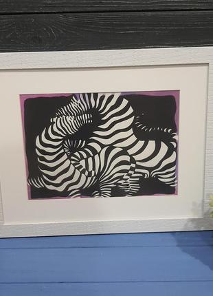 Картина абстракция, поп арт танцующие зебры5 фото