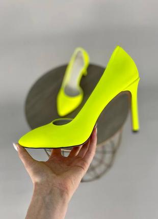 Женские кожаные жёлтые неоновые туфли2 фото