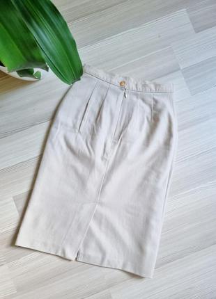 Шерстяная нюдовая юбка карандаш чистая тонкая шерсть2 фото