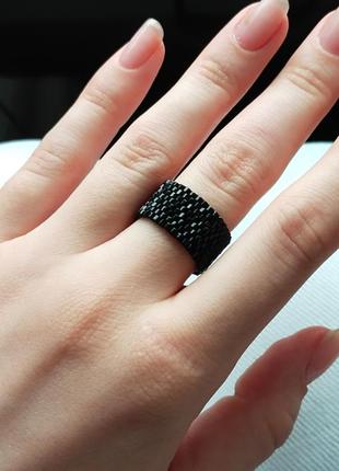 Каблочка из японского бисера кольцо