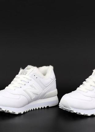 Зимние женкие кроссовки new balance 574 white (мех) 36-37-38-396 фото