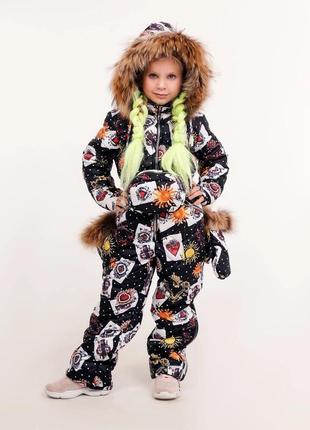 Теплий суцільний зимовий комбінезон + рукавиці і сумочка