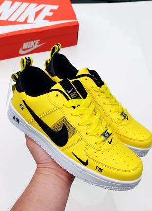 Жіночі шкіряні жовті з чорним кросівки nike air force🆕 найк аир  форс2 фото