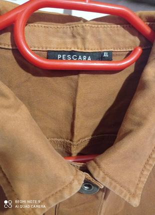 Хлопковая джинсовая демисезонная коричневая кирпич куртка pescara хлопок бавовна бавовняна6 фото